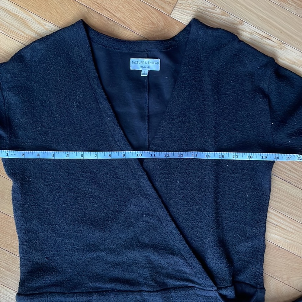 Madewell Texture & Thread Black Wrap Top - Picture 3 of 4